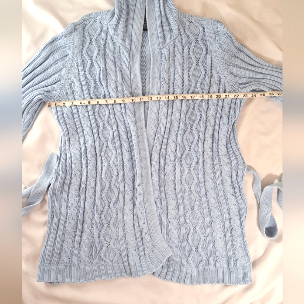 VENEZIA Jeans Co. Cableknit Belted Robe Cardigan Sweater with Hoodie - Picture 6 of 15
